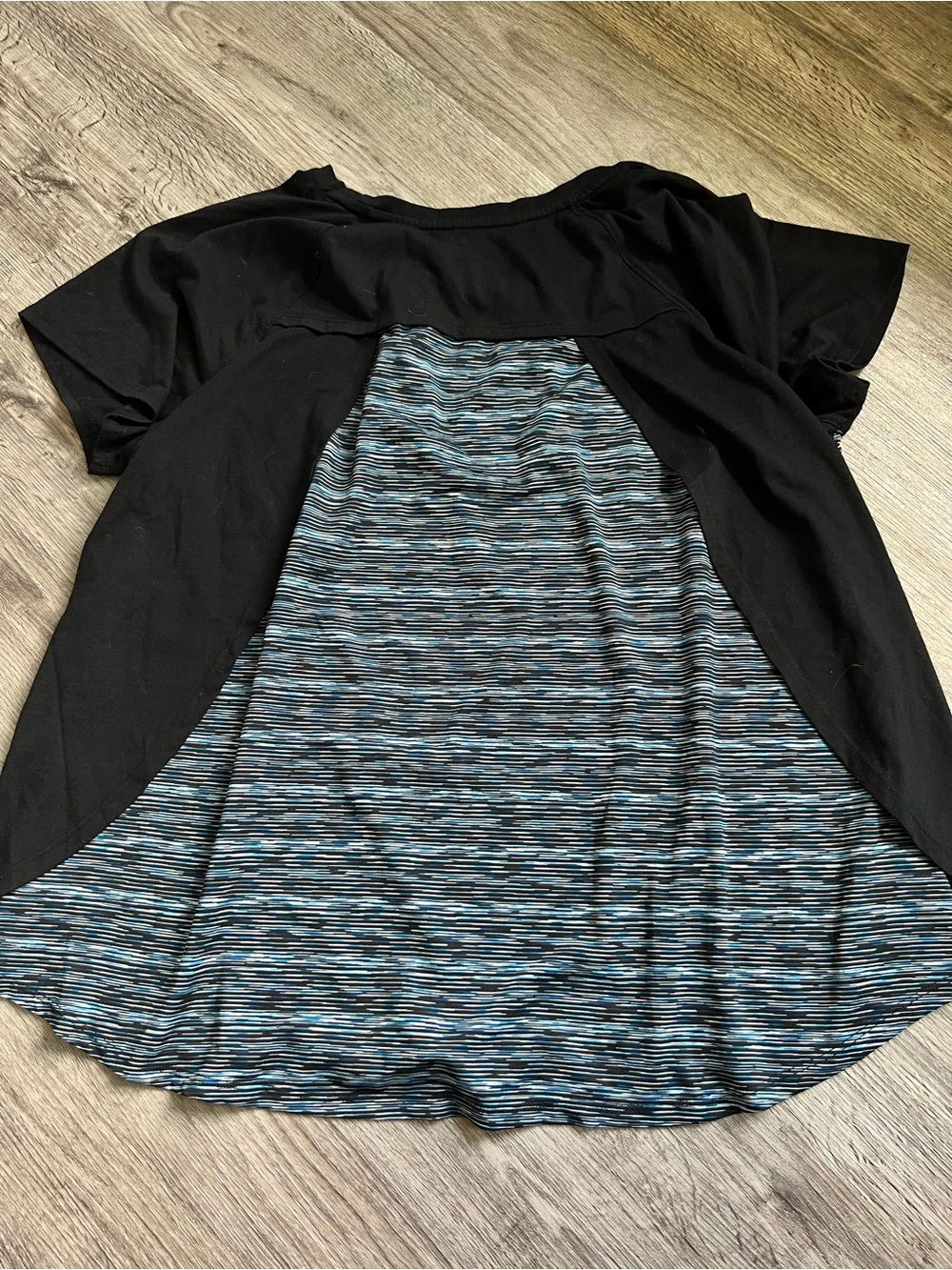 Livi Active Black Athletic Short Sleeve Top with Blue Trim - Picture 3 of 3